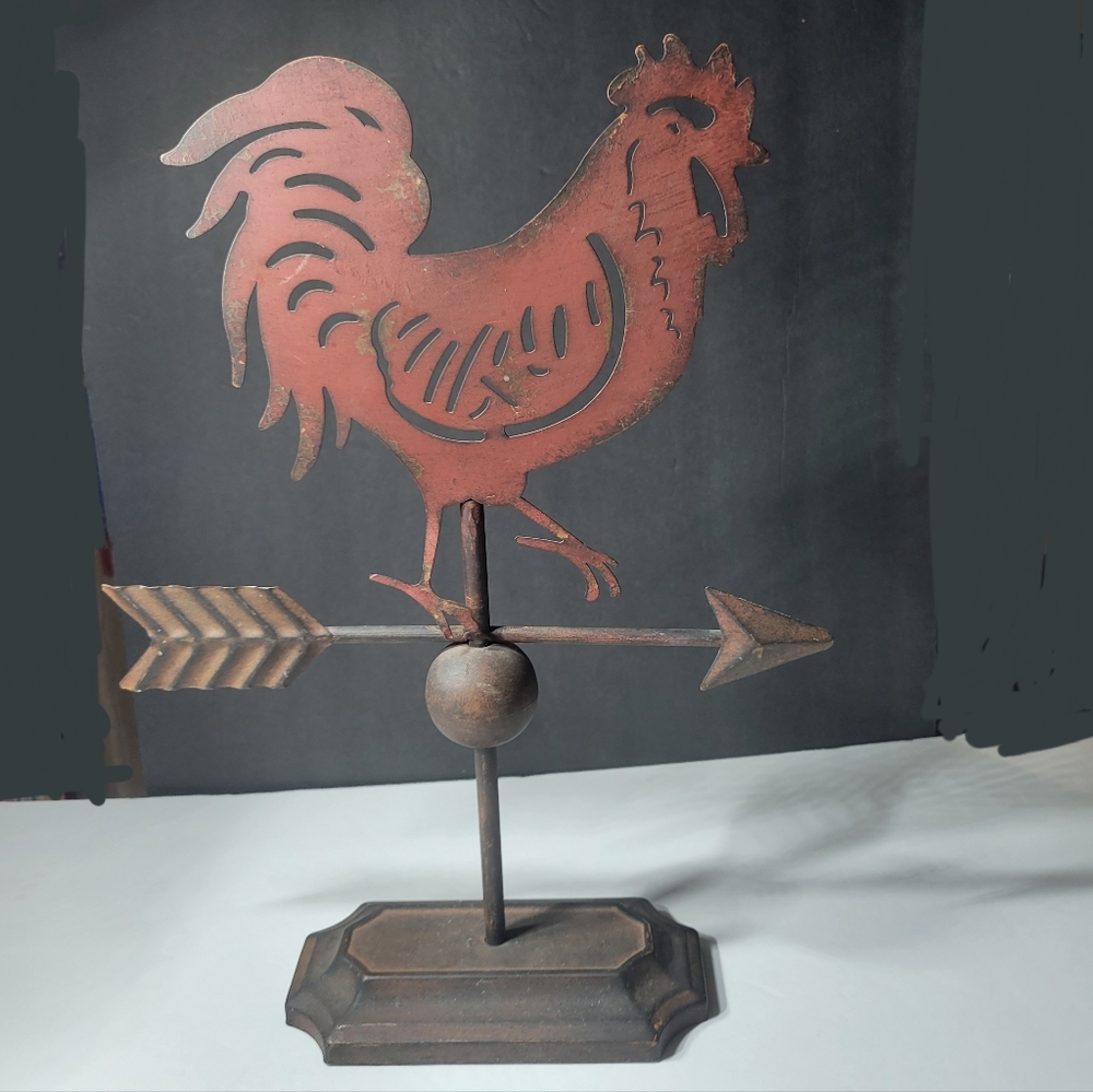 Rooster Weather Vane Centerpiece Metal Retro Rustic Decorative Farmhouse Country - Picture 3 of 13